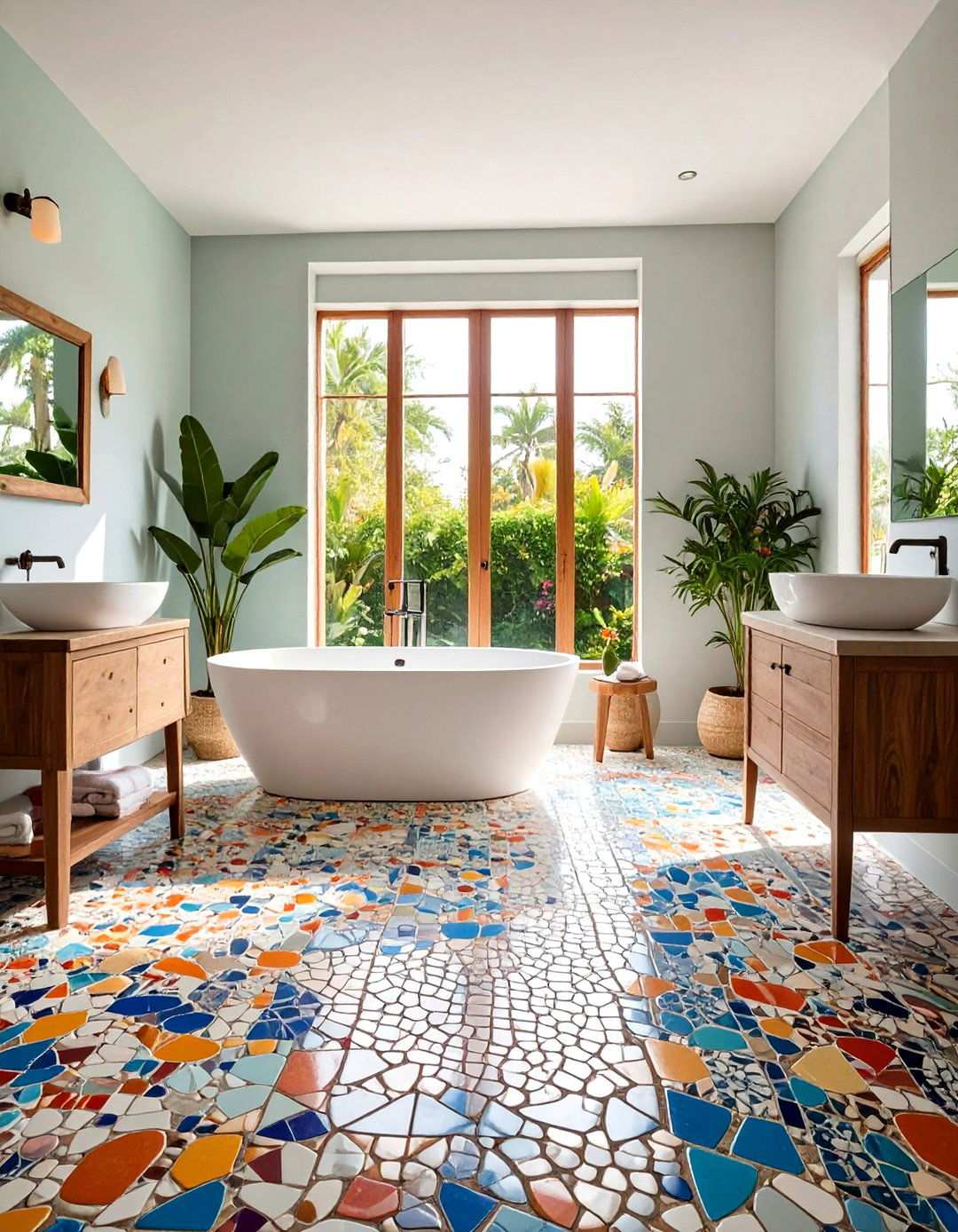 Custom Mosaic Art Integration - 24 Penny Tile Bathroom Floor Ideas