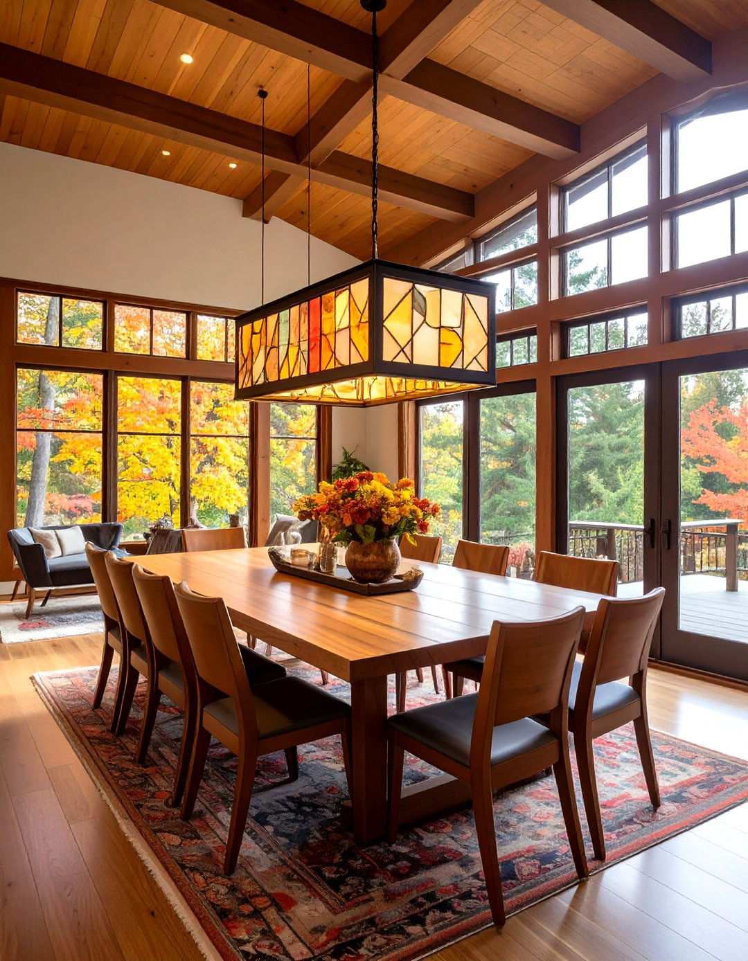 Custom Prairie Style Lighting with Geometric Stained Glass Elements - 24 Prairie-style Interior Design Ideas