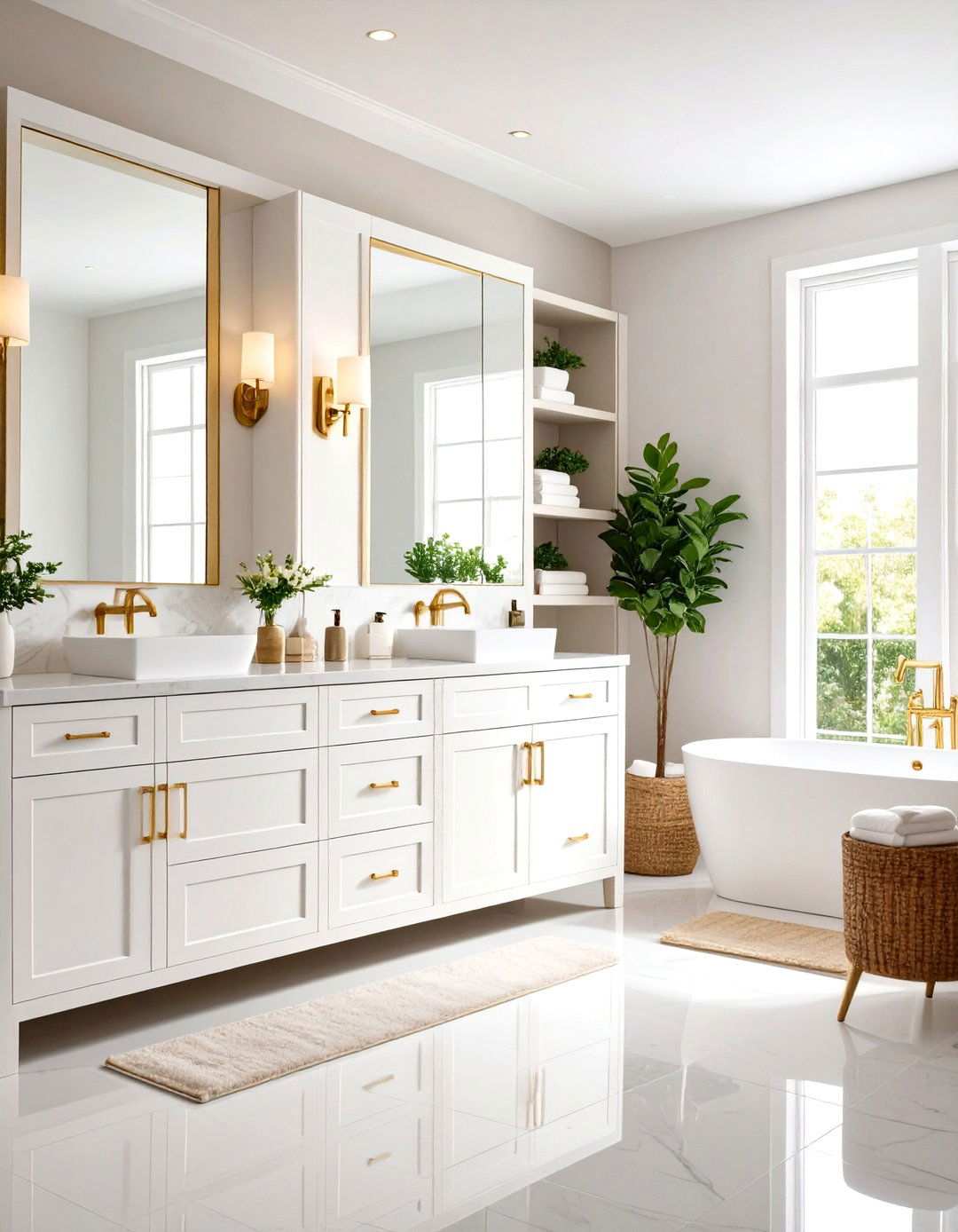 Custom Storage Solutions - 24 White and Gold Bathroom Ideas