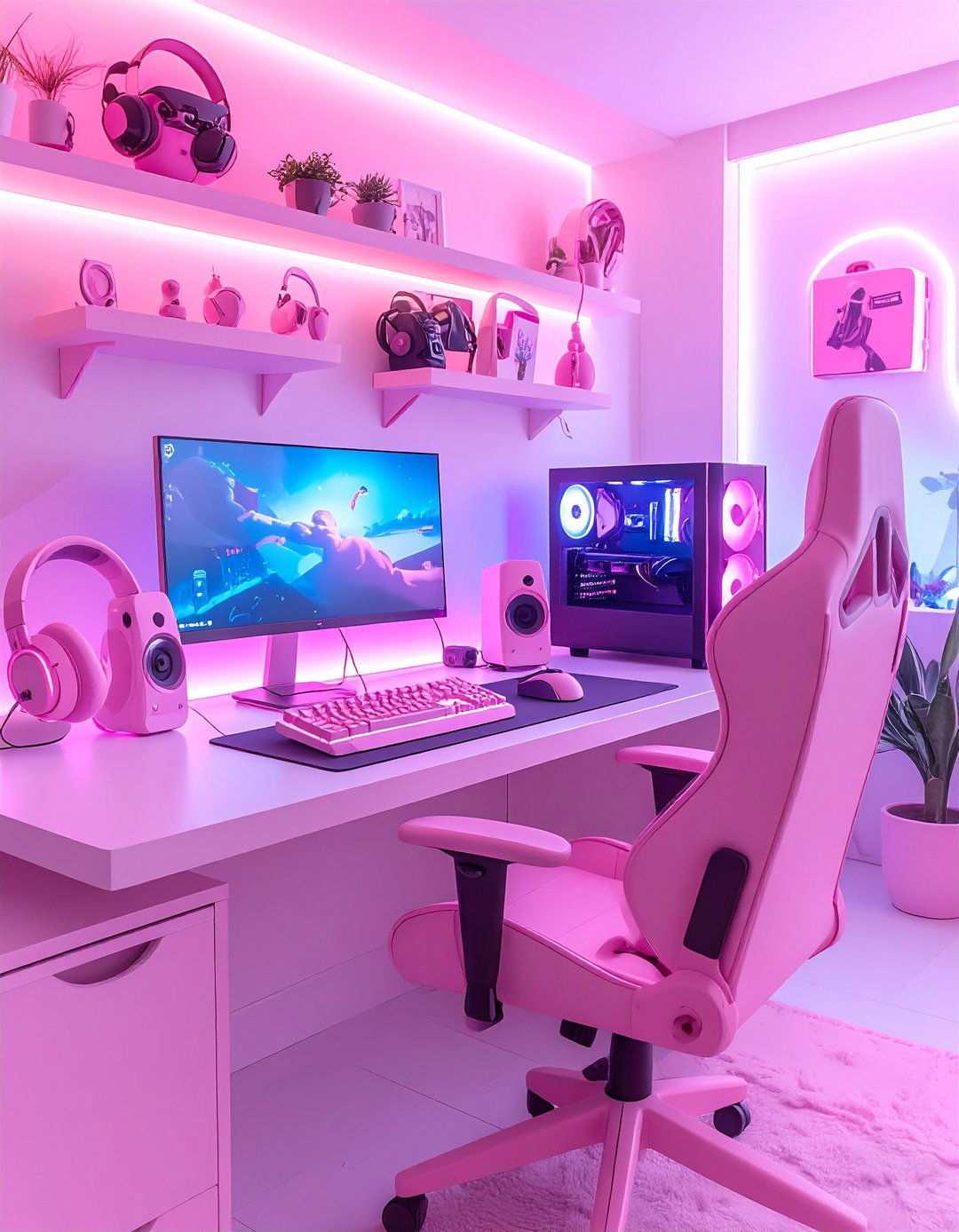 Cute Pink Gaming Accessories Collection - 24 Pink Gaming Setup Ideas