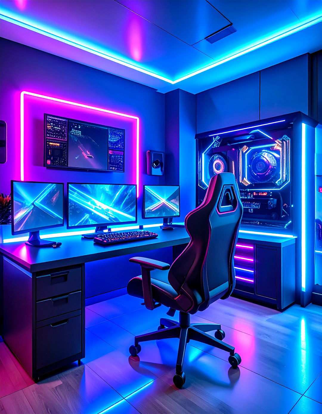 Cyberpunk Gaming Environment - 24 Small Game Room Ideas