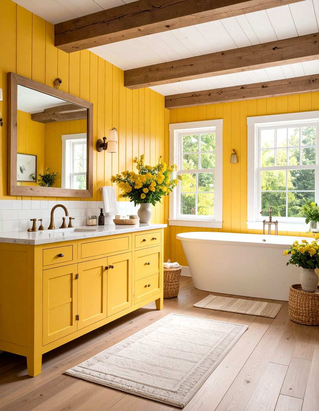 Dandelion Yellow Farmhouse Chic - 24 Yellow Bathroom Ideas