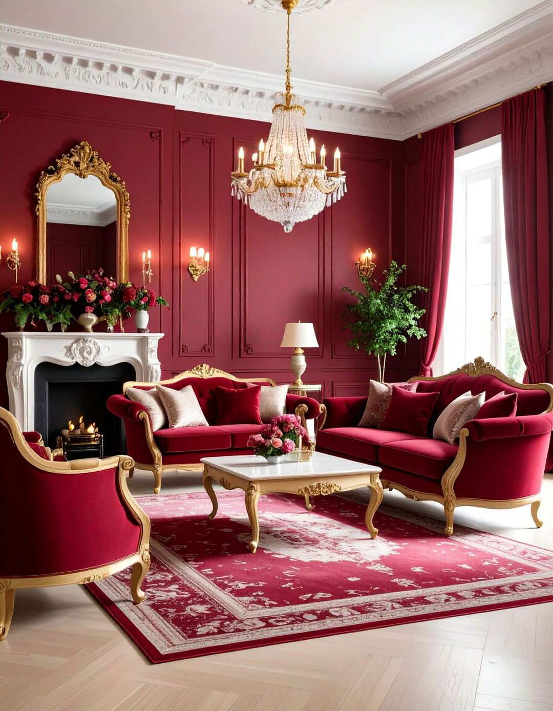 Danish Royal Crimson Living Room - 24 Royal Living Room Design Ideas