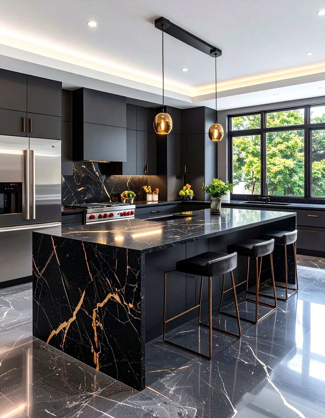 Dark Dramatic Granite Inspired Patterns - 24 Quartz Kitchen Countertops