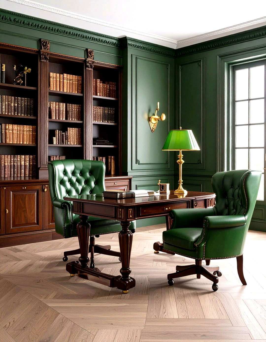 Dark Green Victorian Gentlemans Study - 24 Victorian Dark Green Living Room Ideas