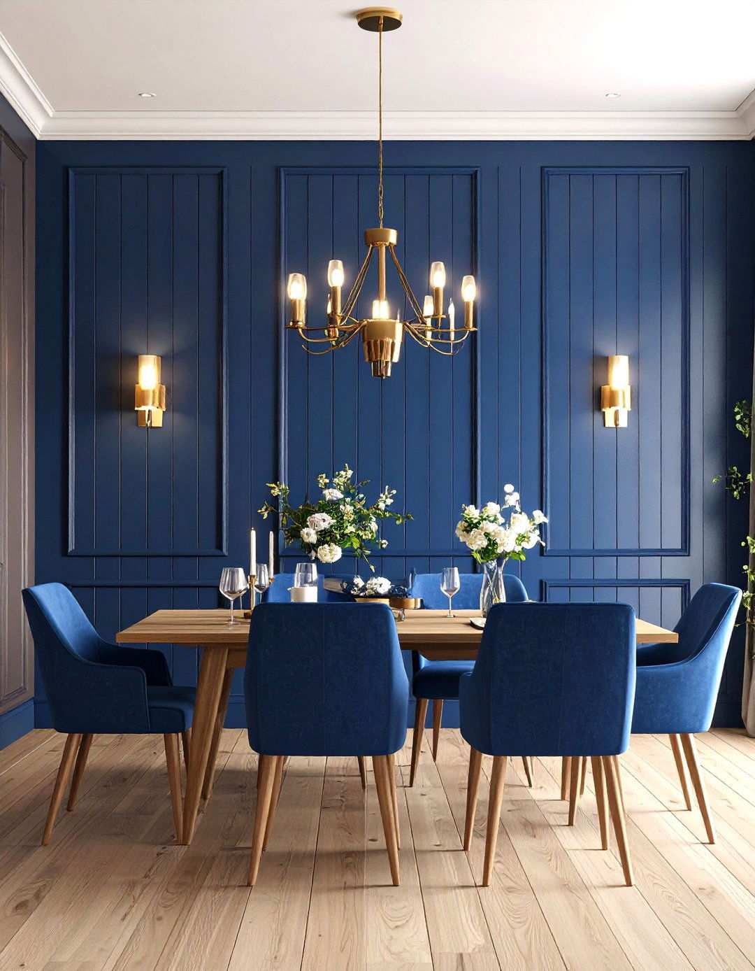 Dark Navy Vertical Shiplap Statement Wall - 24 Shiplap Dining Room Wall Ideas