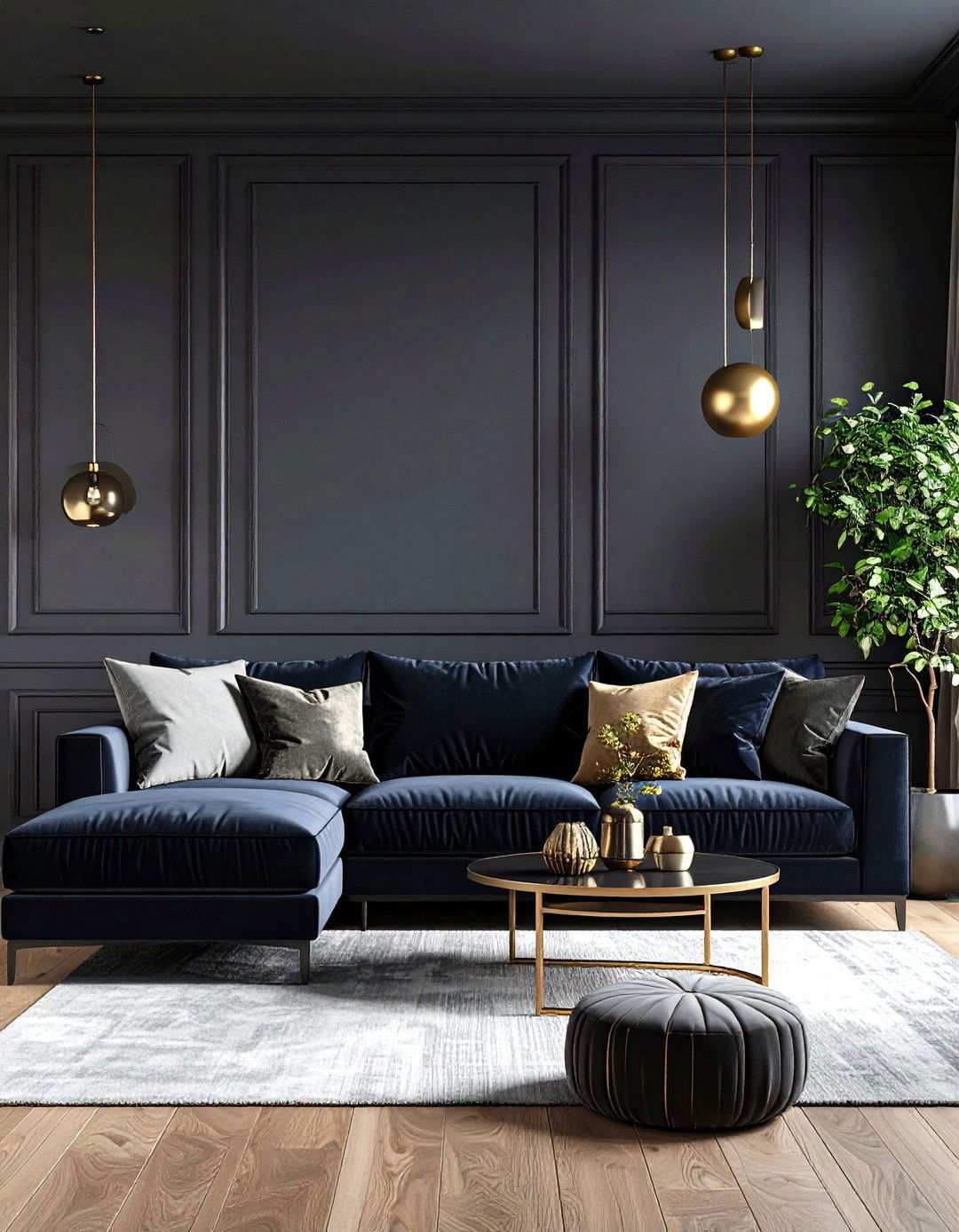 Dark Sectional Drama - 24 Sectional Living Room Ideas