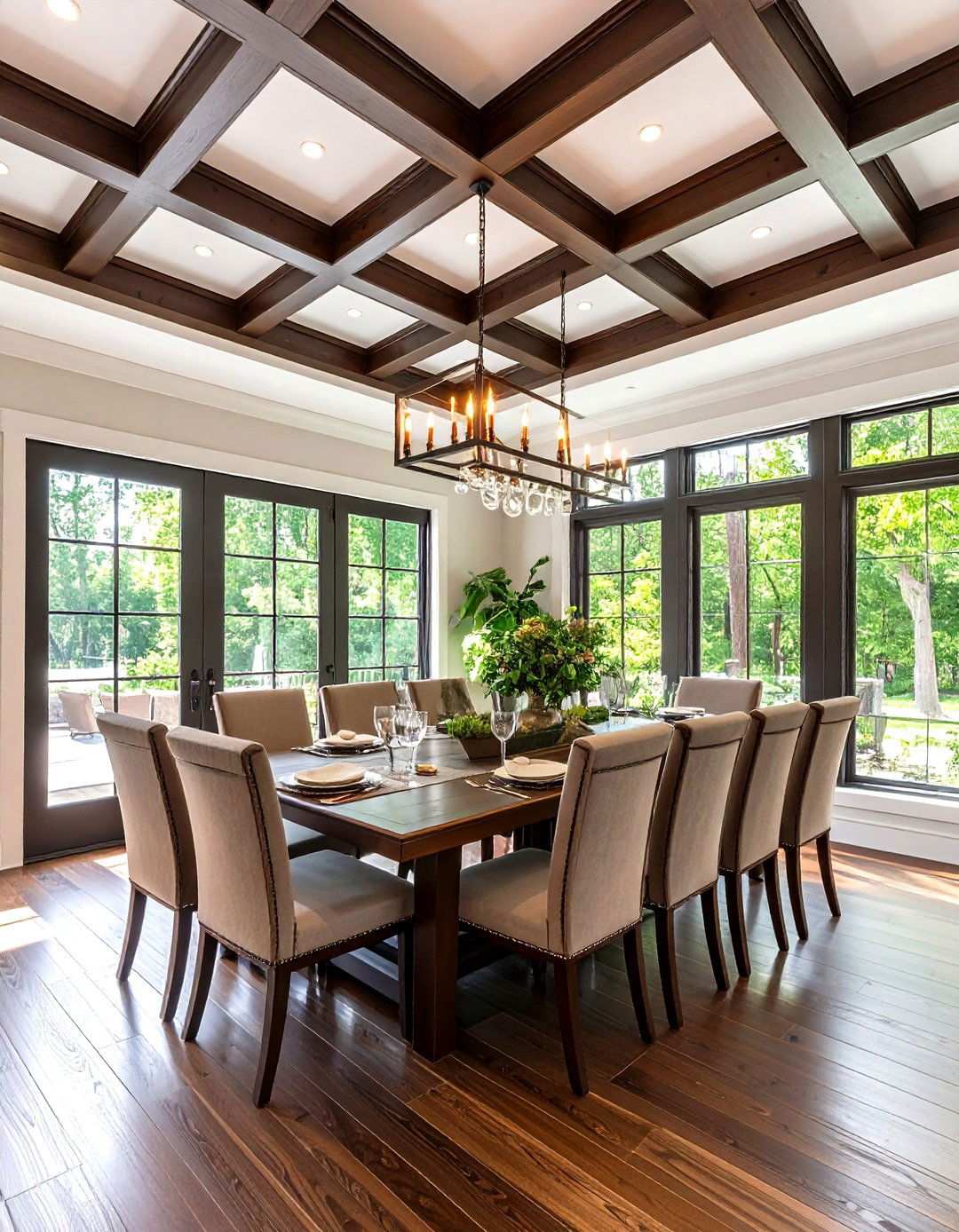 Dark Stained Coffered Ceilings - 24 Rustic Ceiling Ideas