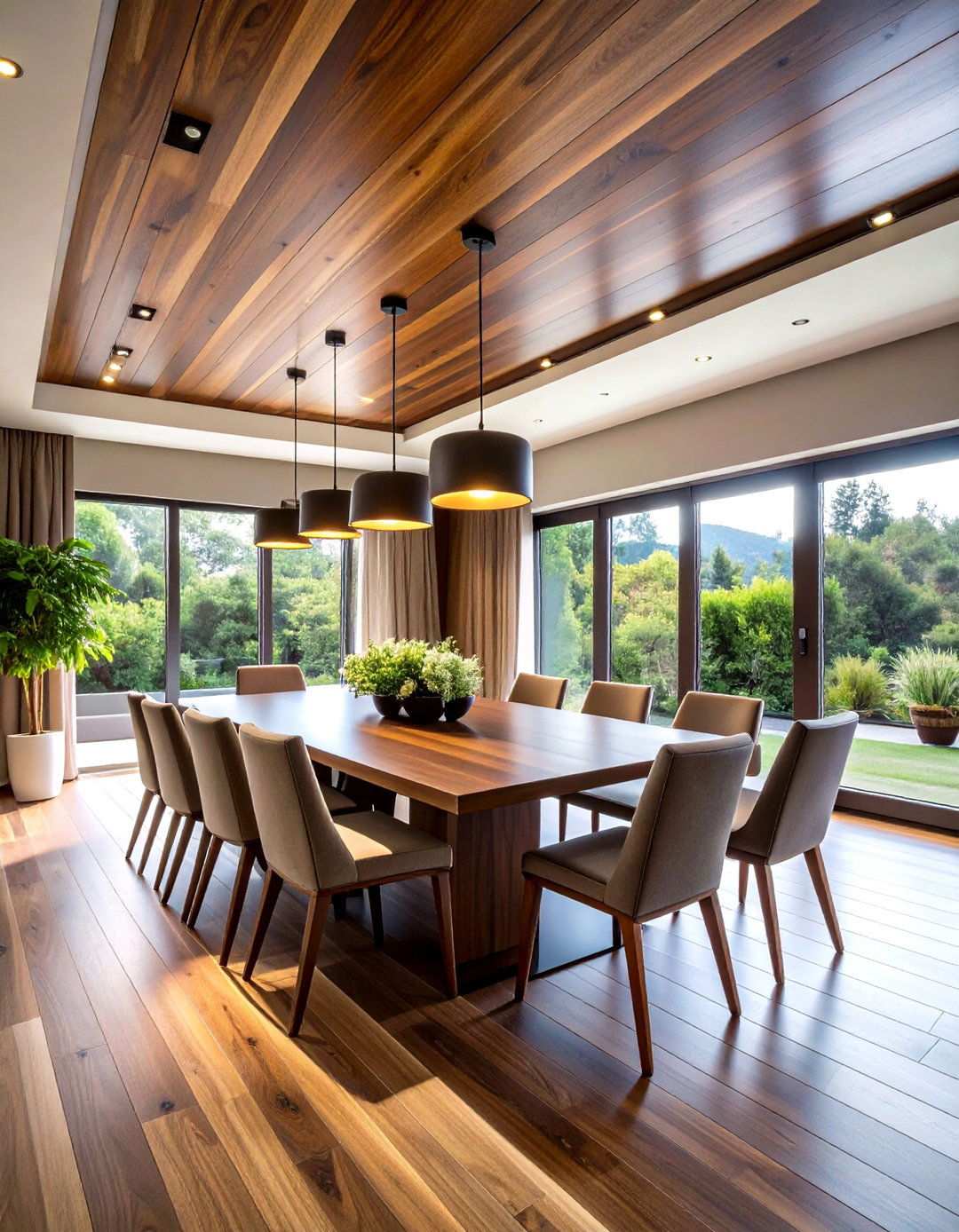 Dark Stained Plywood Ceiling Treatment - 24 Plywood Ceiling Ideas