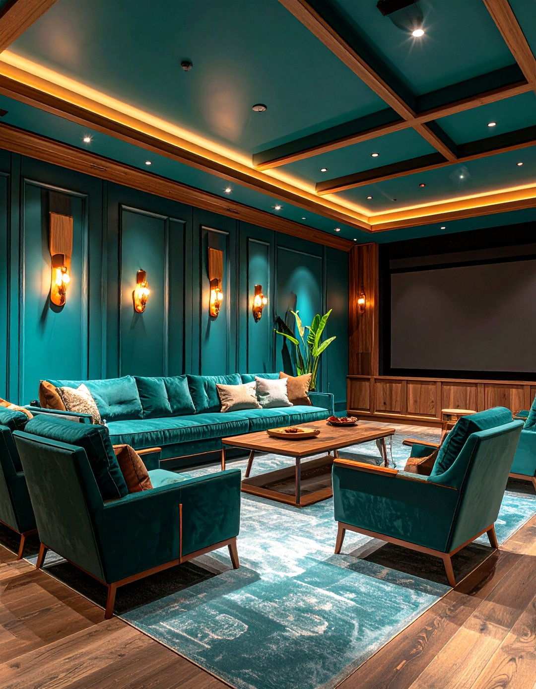 Dark Teal Sophisticated Serenity - 24 Home Theater Paint Colors