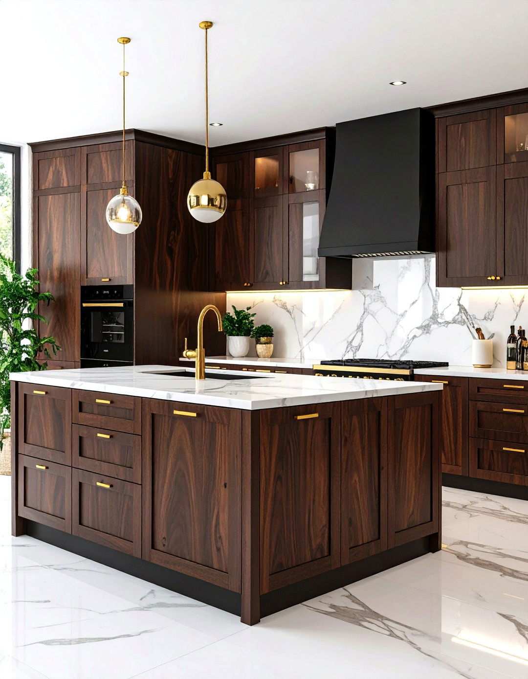 Dark Walnut Cabinets with Black Appliances - 24 What Color Cabinets Go With Black Appliances