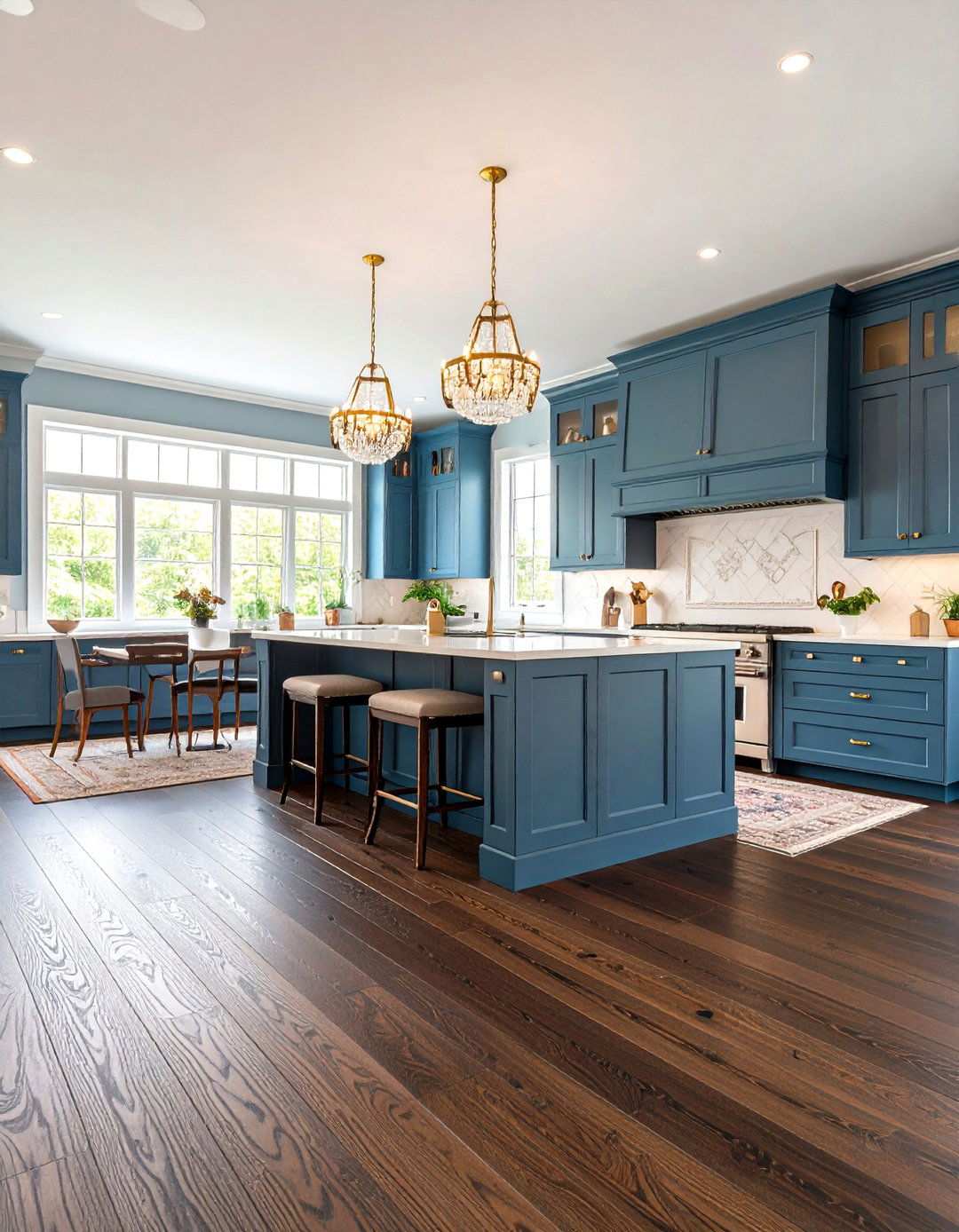 Dark Wood Floor with Contrasting Elements - 24 Victorian Kitchen Ideas