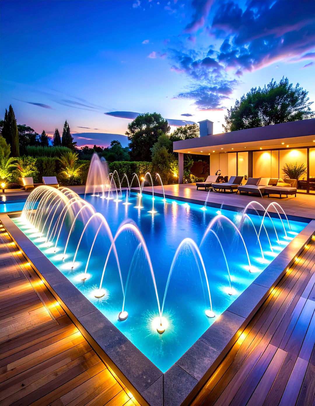 Deck Jet Fountain Arrays - 24 Small Pool Waterfall Ideas
