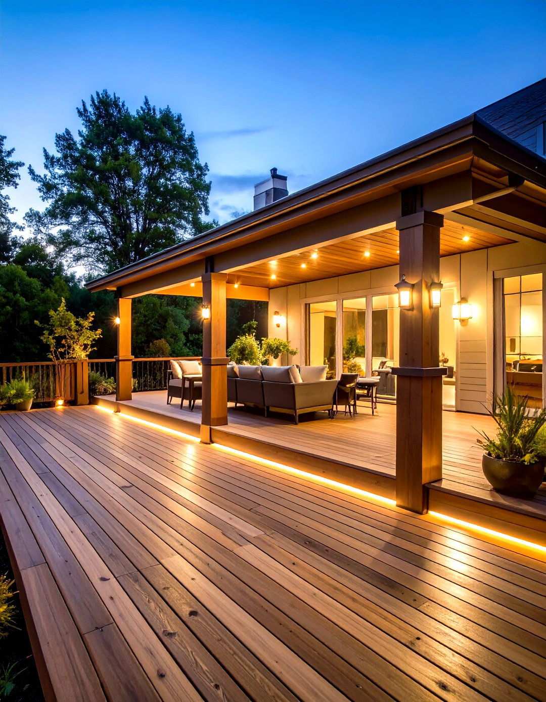 Deck Post Lighting with Integrated Railing Systems - 24 Outdoor Lighting Ideas