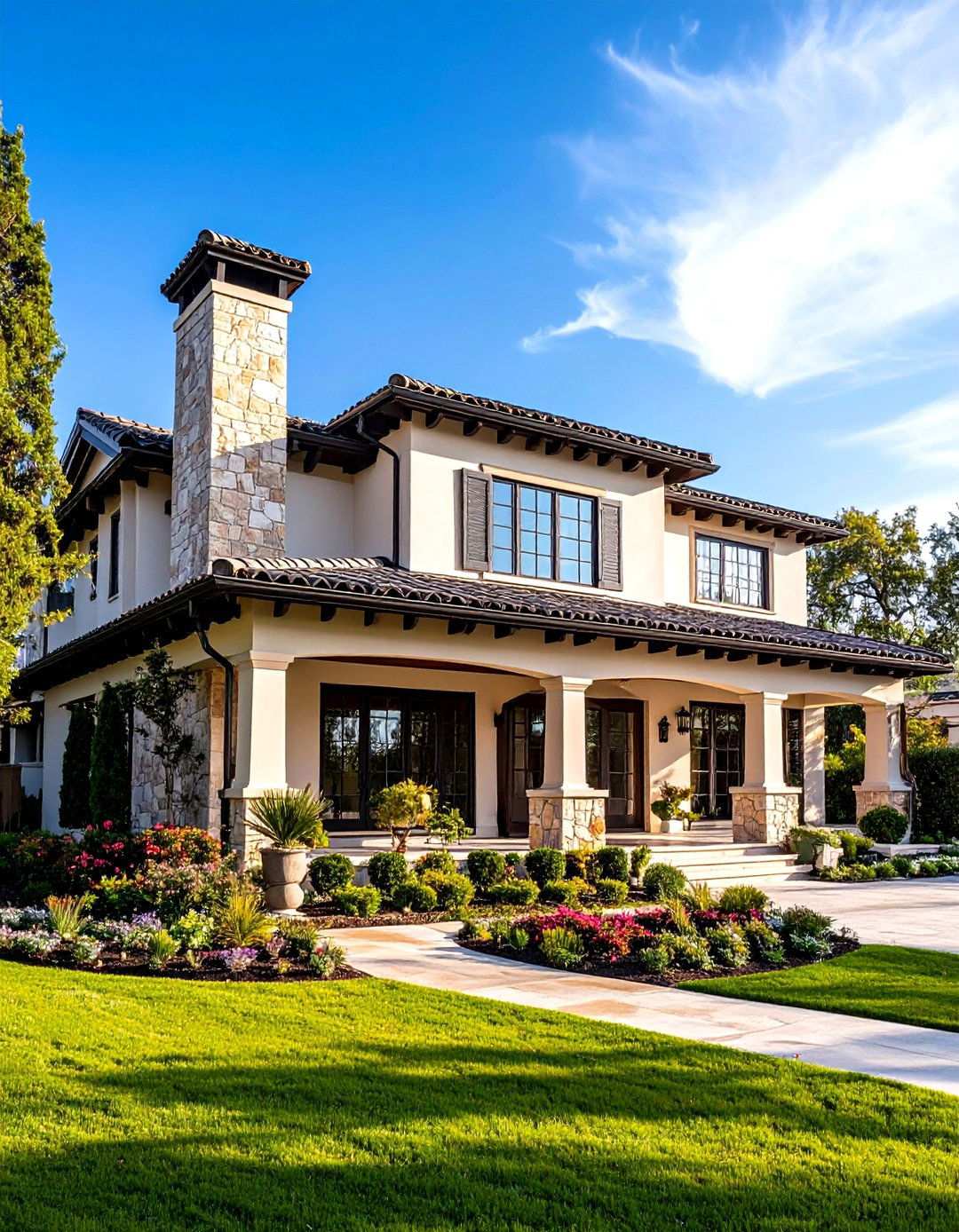 Decorative Chimney with Traditional Details - 24 Mediterranean House Exterior Ideas
