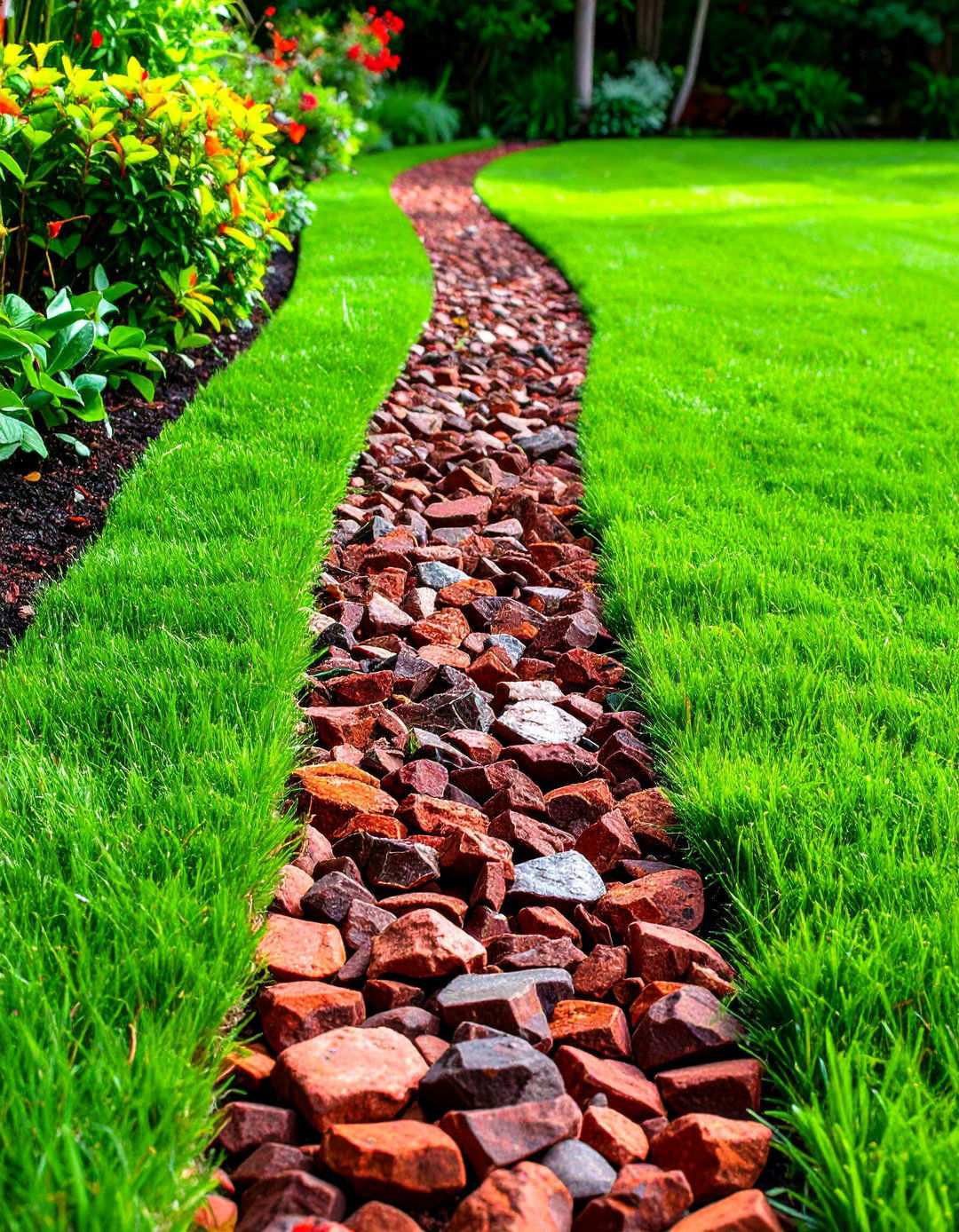 Decorative Garden Border Edging - 24 Red Lava Rock Landscaping Ideas
