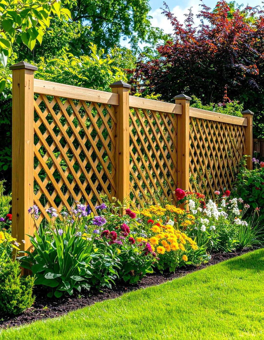 Decorative Lattice Top Privacy Fence - 24 Privacy Fence Ideas