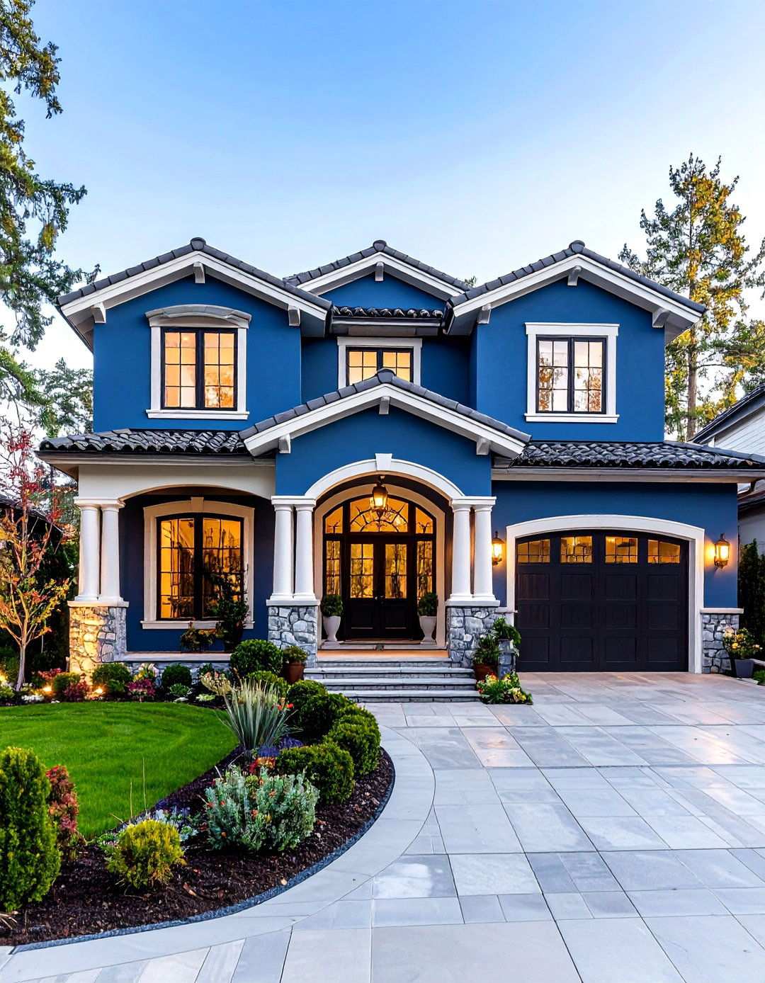 Deep Blue Stucco Mediterranean Modern - 24 Midnight Blue & Dark Blue House Siding Colors