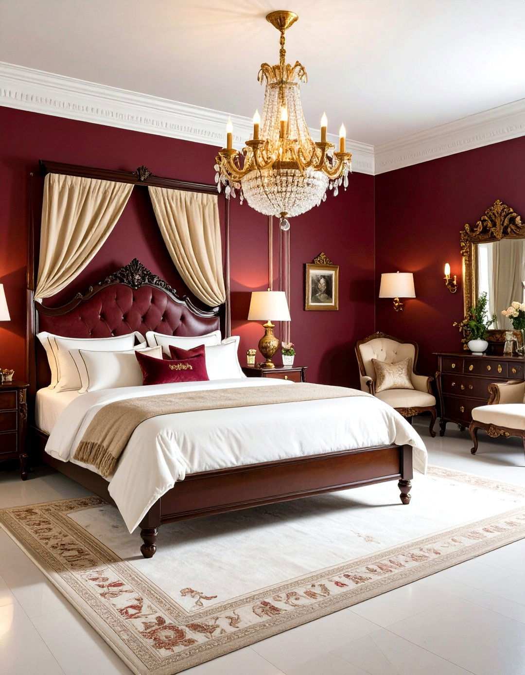 Deep Burgundy Color Scheme - 24 Victorian Bedroom Ideas