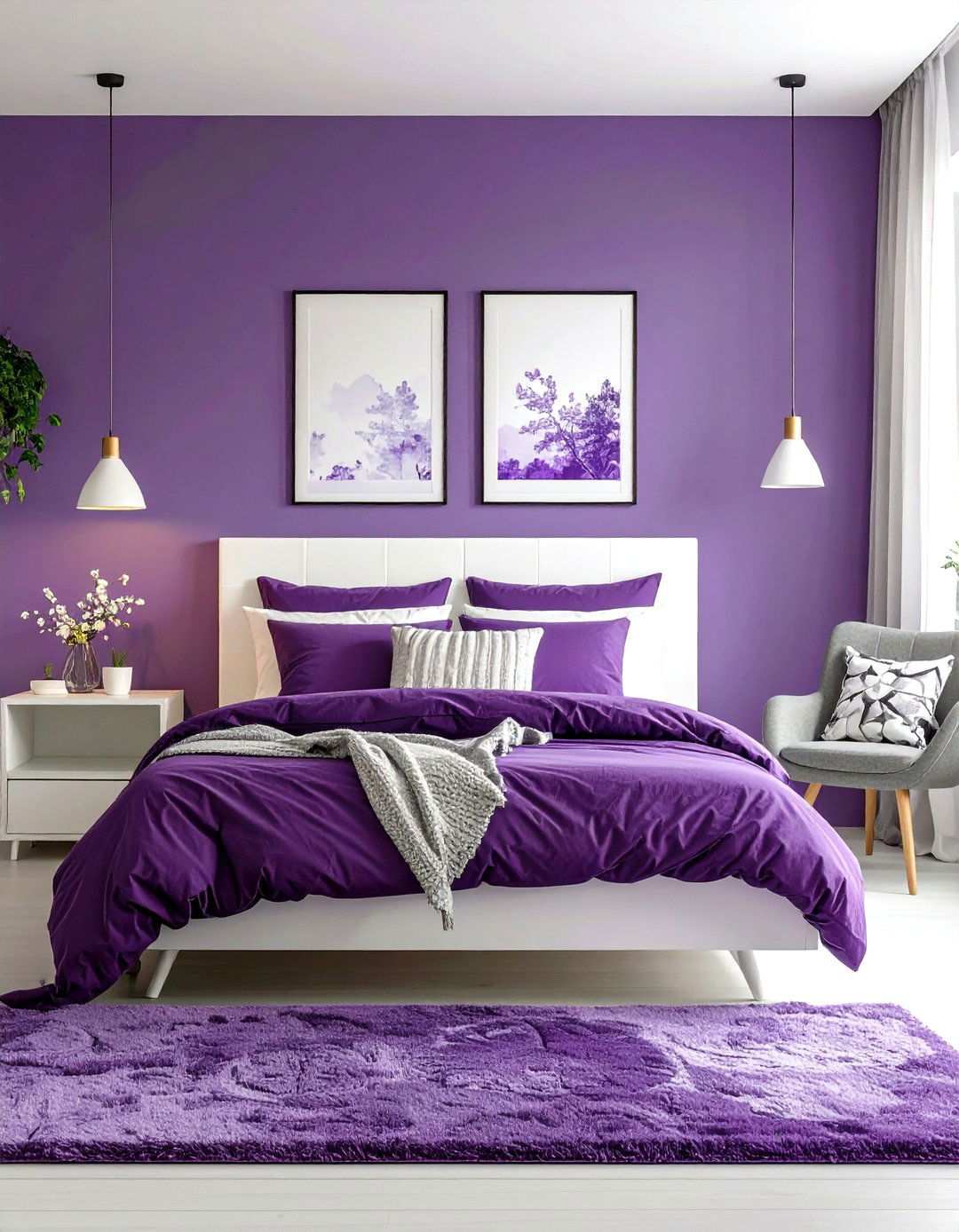 Deep Purple Teen Bedroom with Contemporary Furniture - 24 Ways to Decorate With Jewel Tones