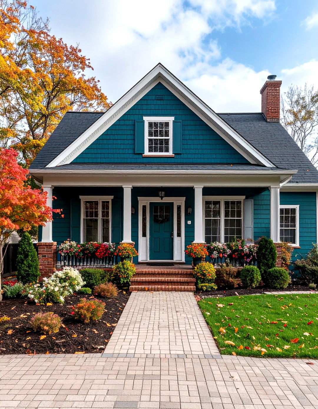 Deep Teal Vinyl with Cream Brick Coastal Contemporary - 24 Vinyl Siding and Brick Combinations