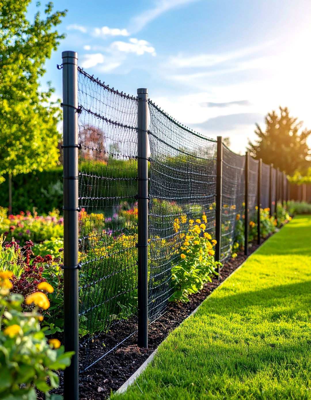 Deer Netting on Tall Posts for Large Area Protection - 24 Vegetable Garden Fence Ideas