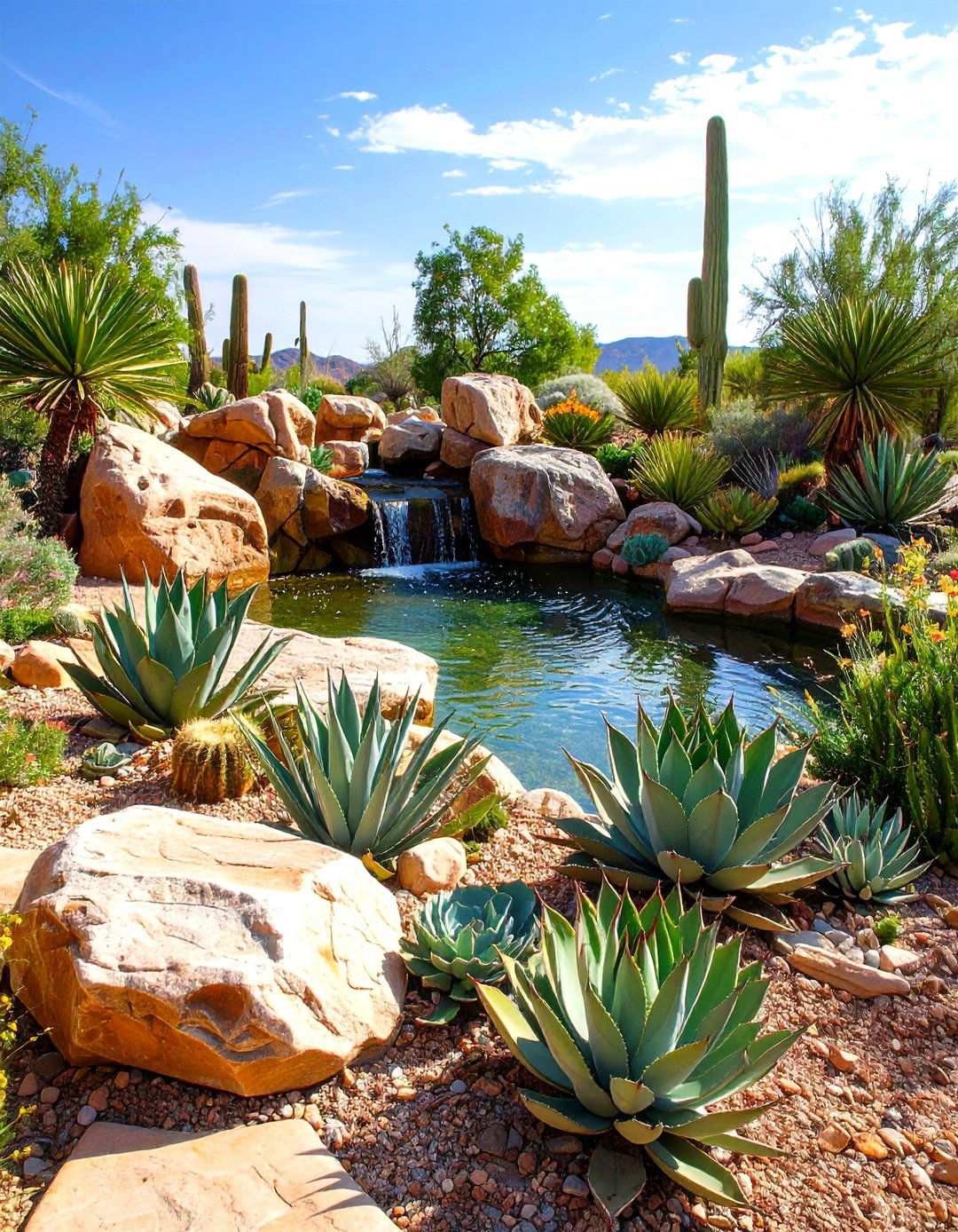 Desert Oasis Pond Landscape - 24 Pond Landscaping Ideas