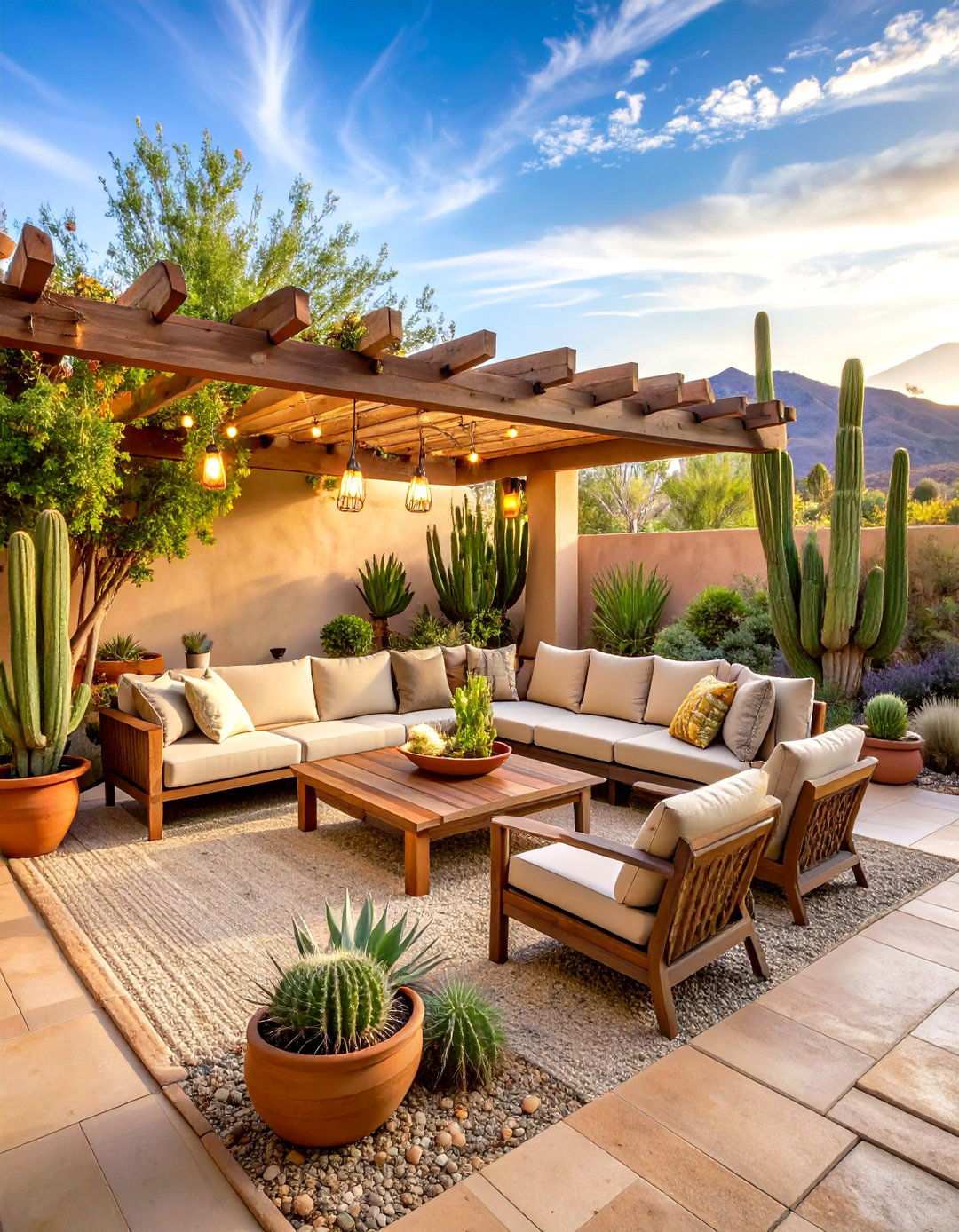 Desert Patio with Succulent Gardens - 24 Small Patio Ideas