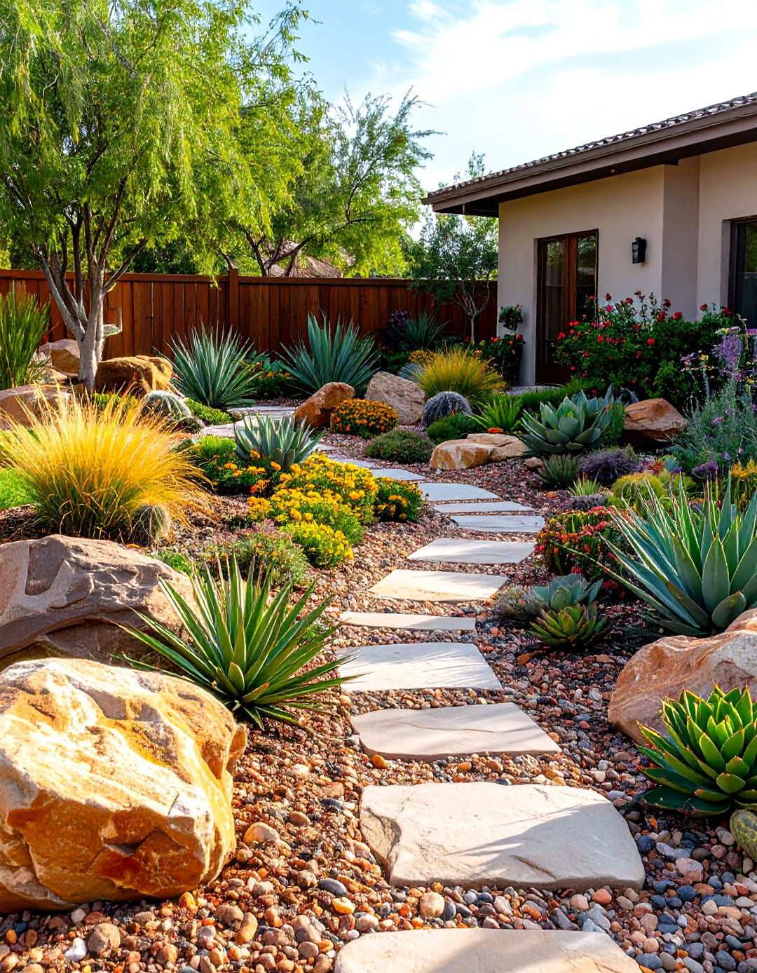 Desert Xeriscaping Gardens - 24 Rock Landscaping Ideas