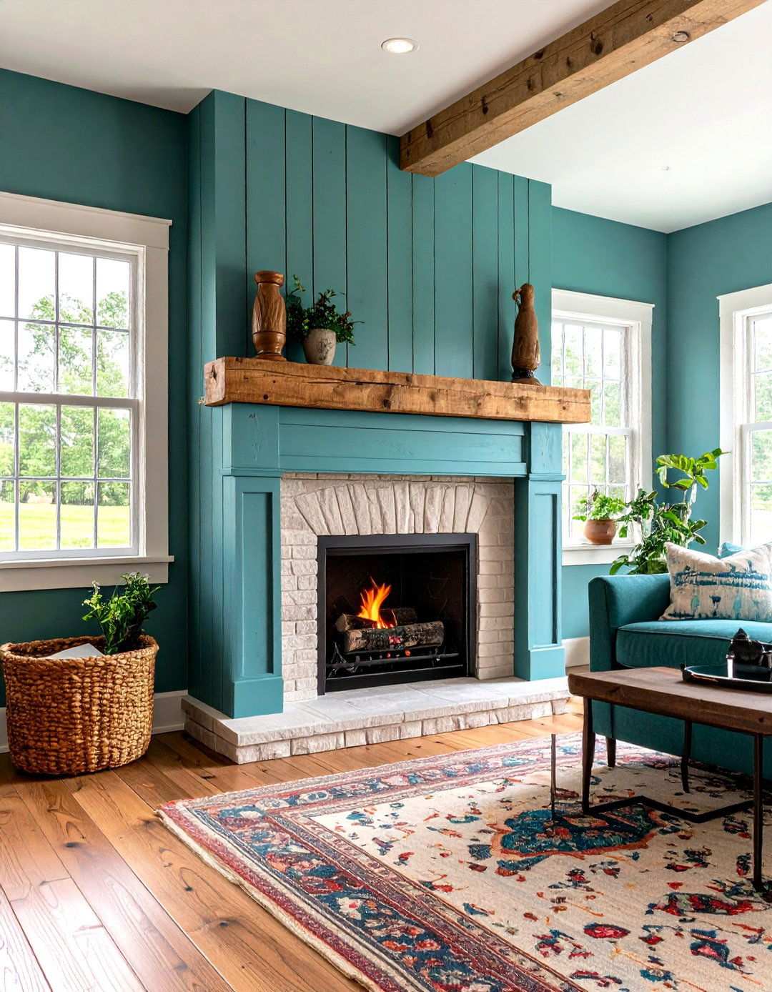 Distressed Pine Farmhouse Mantel - 24 Wood Mantel Ideas