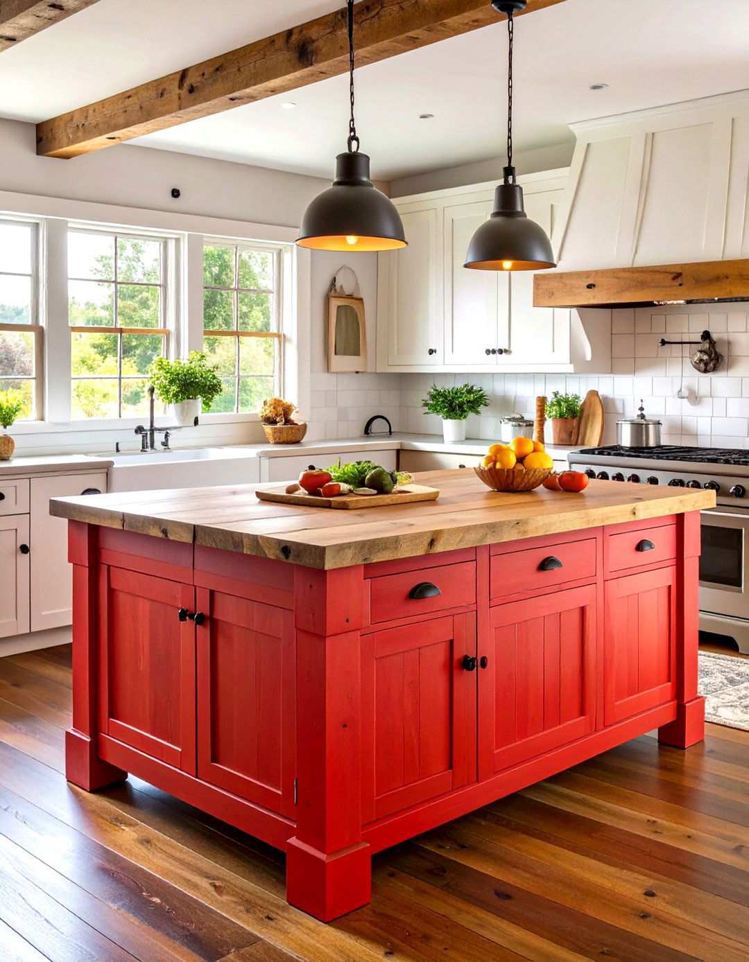 Distressed Wood Kitchen Island Centers - 24 Primitive Kitchen Ideas