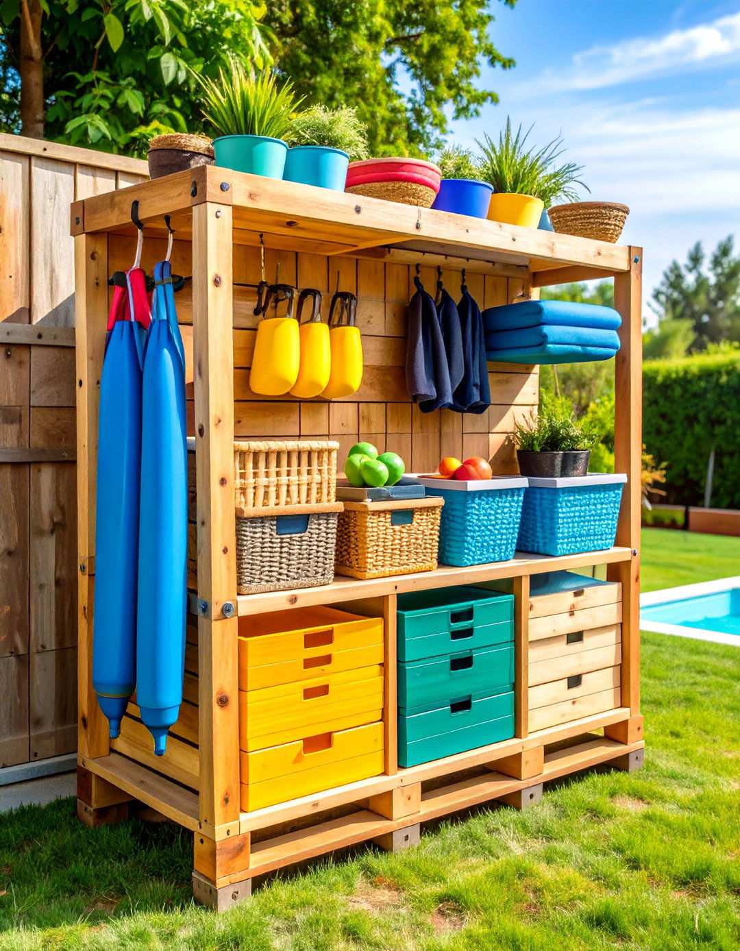 DIY Pallet Pool Storage Solutions - 24 Pool Storage Ideas