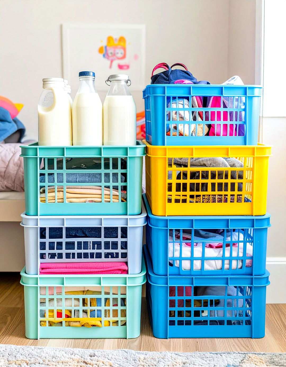 Dorm Room Compact Living Solution - 24 Milk Crate Storage Ideas