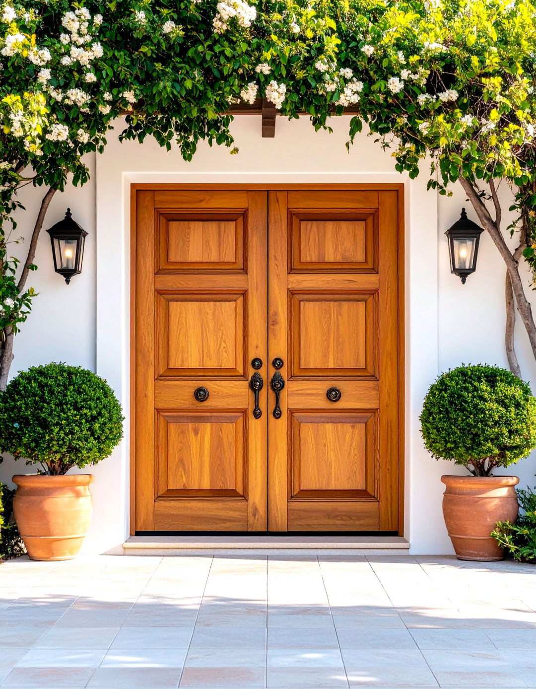 Double Panel Spanish Door Design - 24 Spanish Style Front Door Ideas
