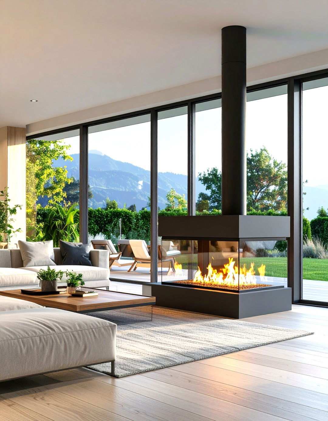 Double Sided Indoor Outdoor Fireplace - 24 Outdoor Fireplace Ideas