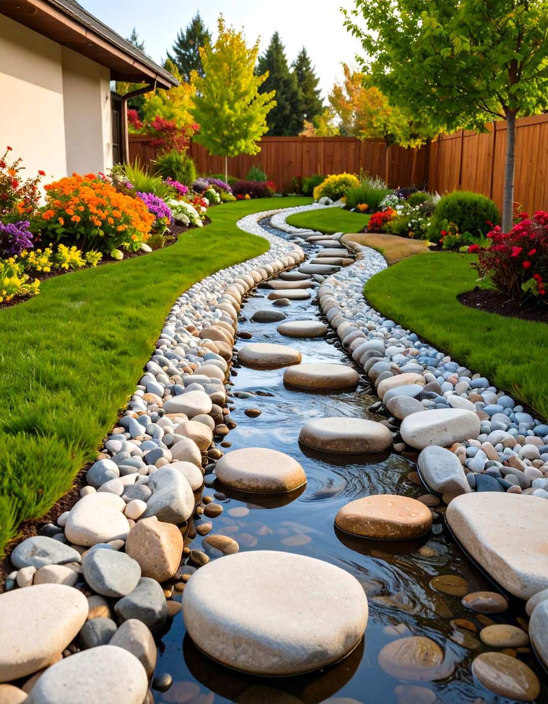 Drainage Swales and Channels - 24 River Rock Edging Ideas