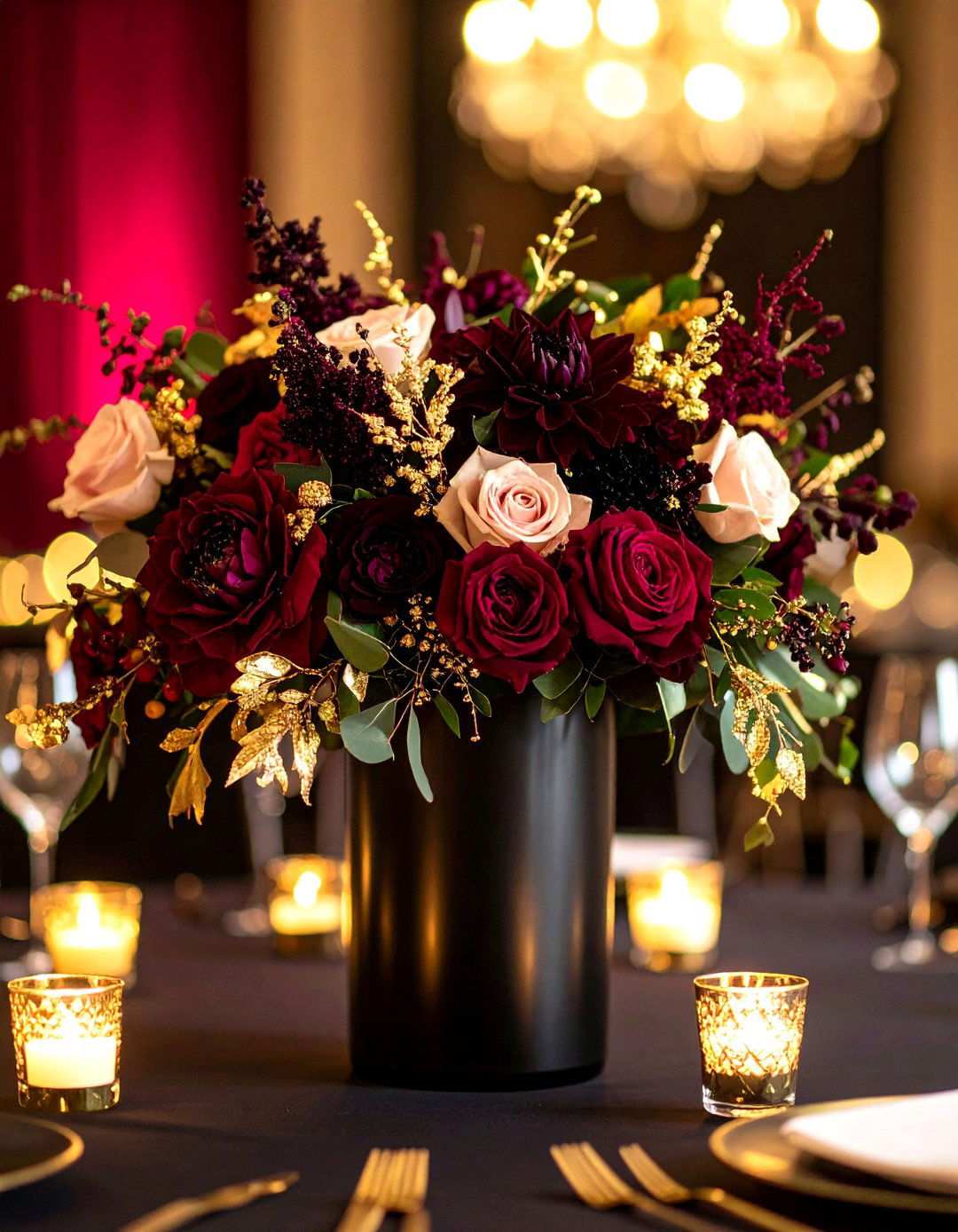 Dramatic Black and Gold Arrangements - 24 Tall Wedding Centerpiece Ideas