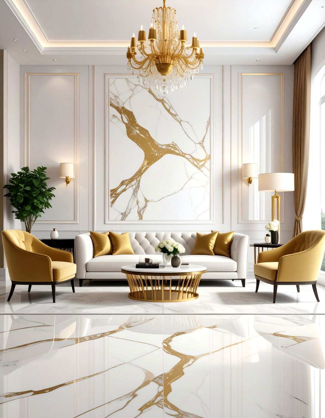 Dramatic Calacatta Gold Statement Wall - 24 Marble Fireplace Ideas