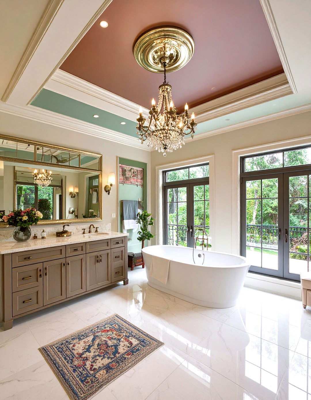 Dramatic Ceiling Bathroom Treatments - 24 Maximalist Bathroom Design Ideas