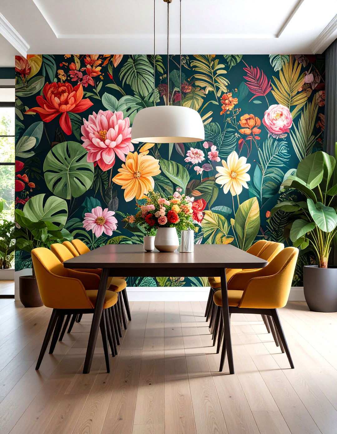 Dramatic Wallpaper Mural Feature - 24 High Ceiling Tall Wall Decor Ideas