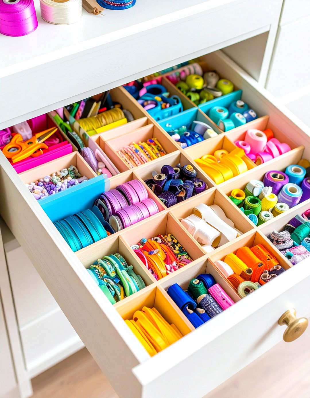Drawer Divider Ribbon Storage System - 24 Ribbon Storage Ideas