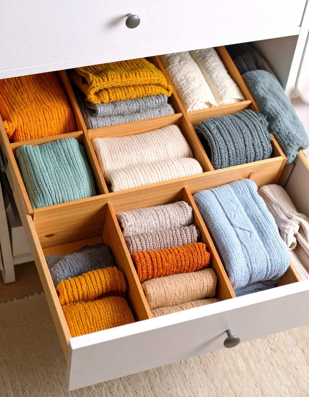 Drawer Filing System with Vertical Dividers - 24 sweater storage ideas