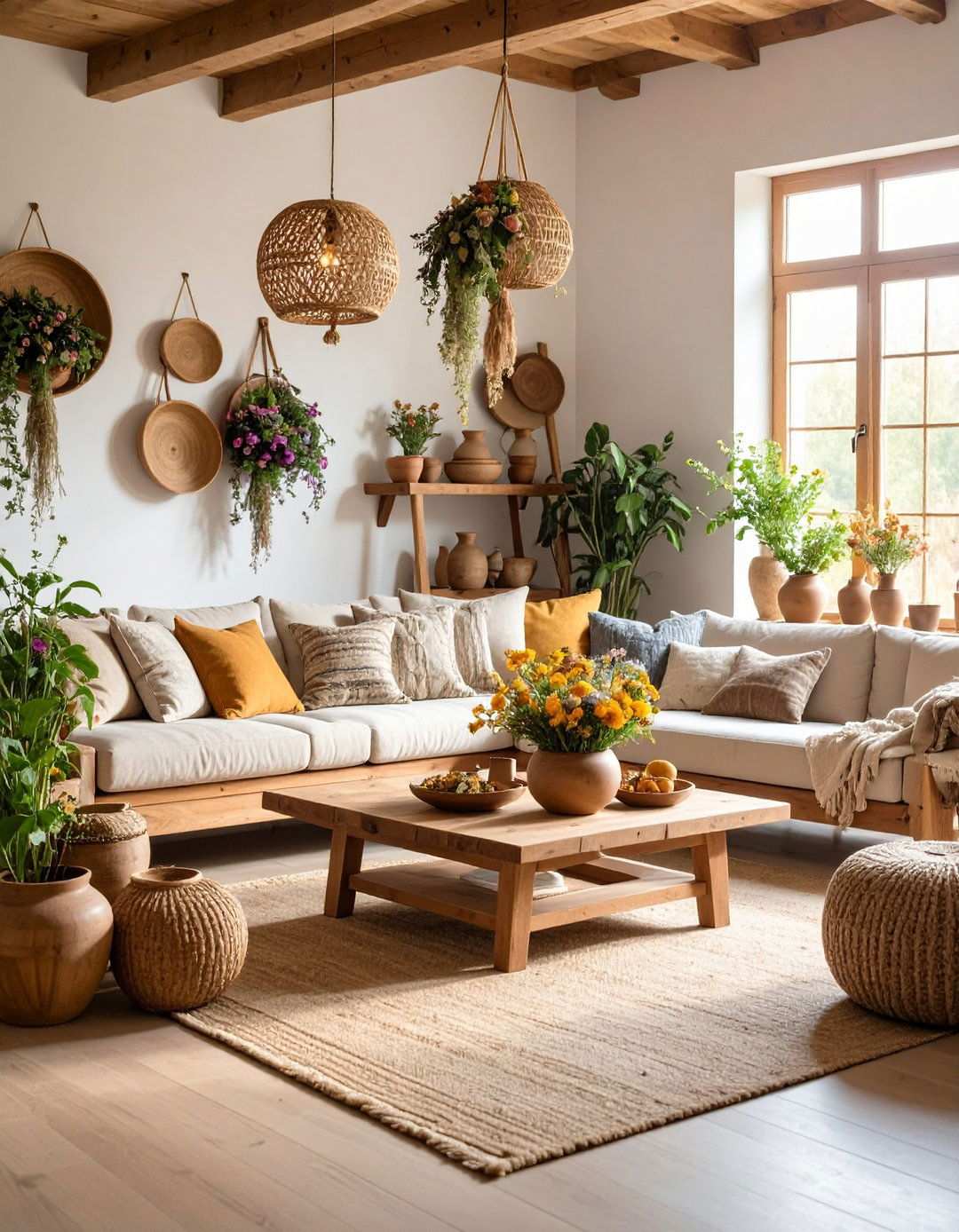 Dried Herb and Flower Displays - 24 Primitive Living Room Ideas