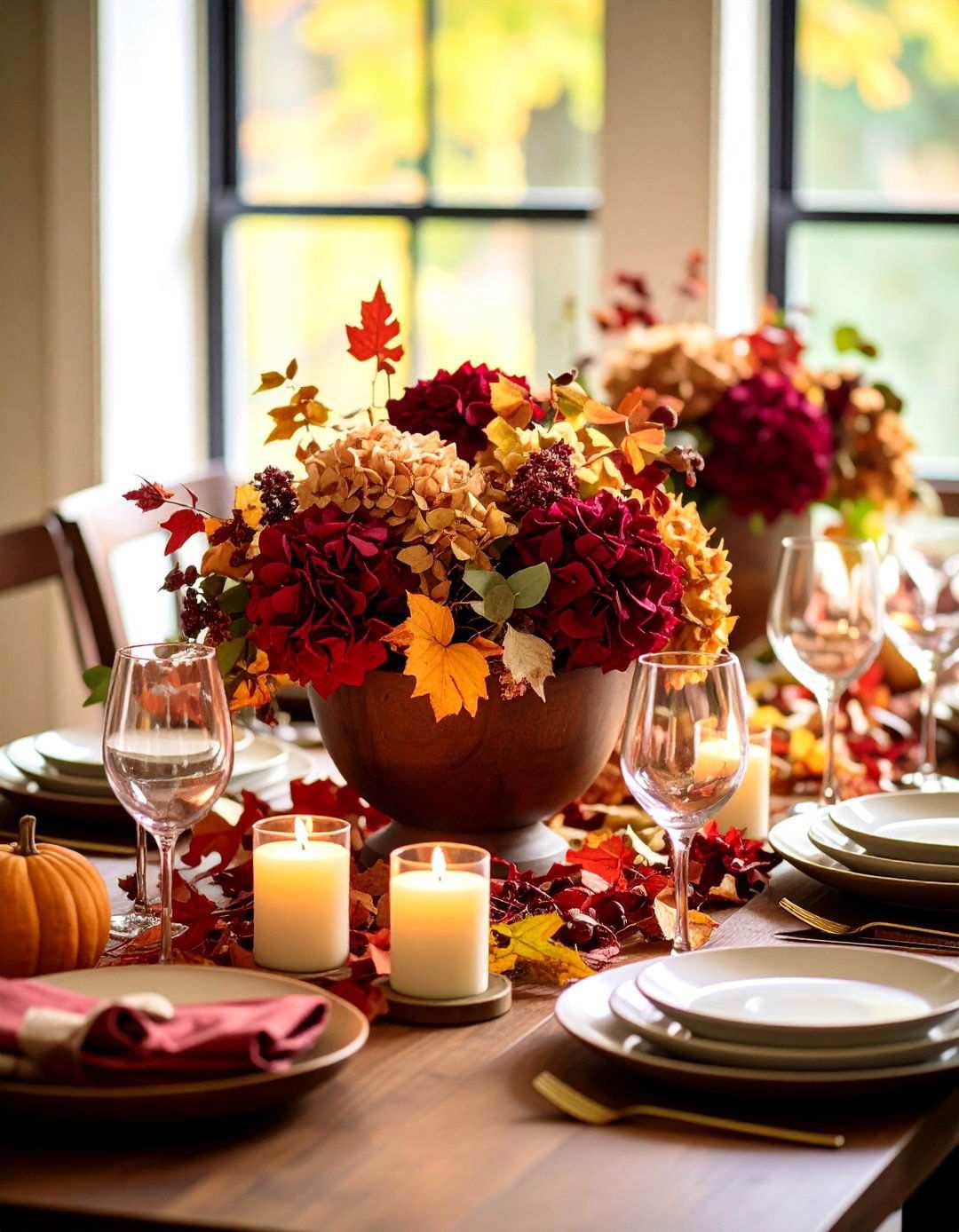 Dried Hydrangea Fall Table Displays - 24 Hydrangea Centerpiece Ideas
