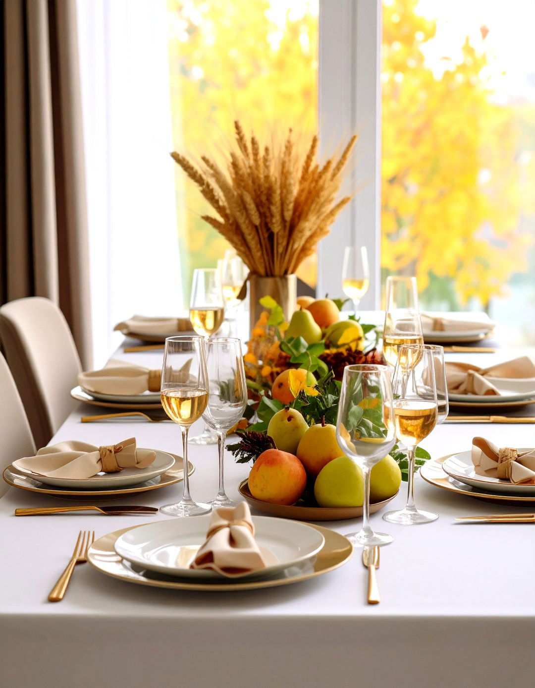 Dried Wheat Bundle Arrangements - 24 thanksgiving table decor ideas