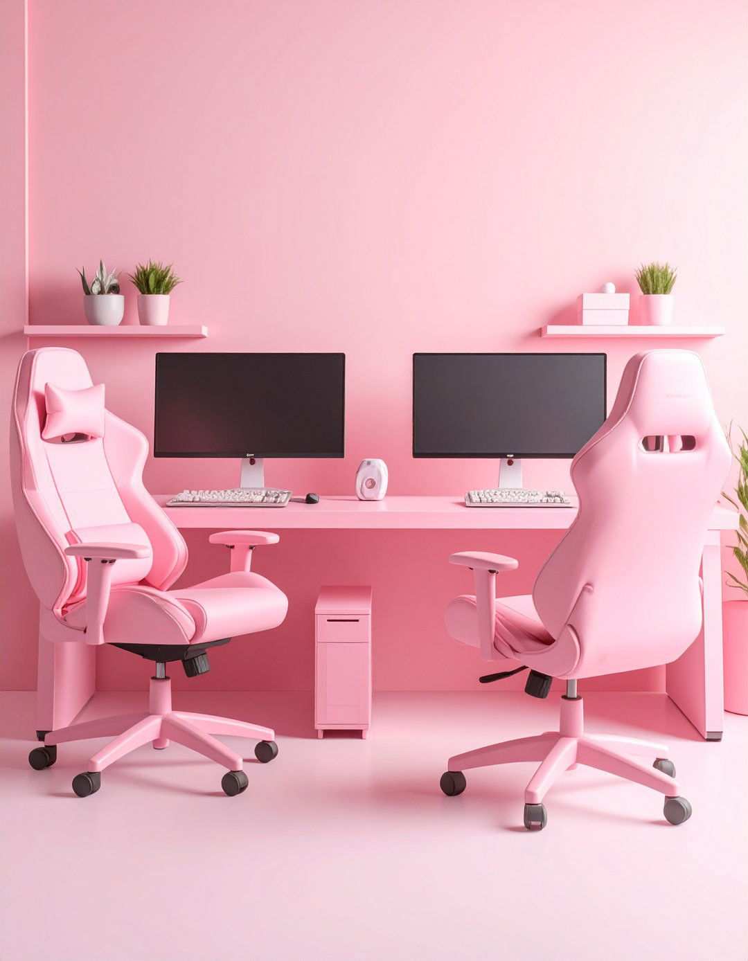 Dual Pink Gaming Setup for Couples - 24 Pink Gaming Setup Ideas