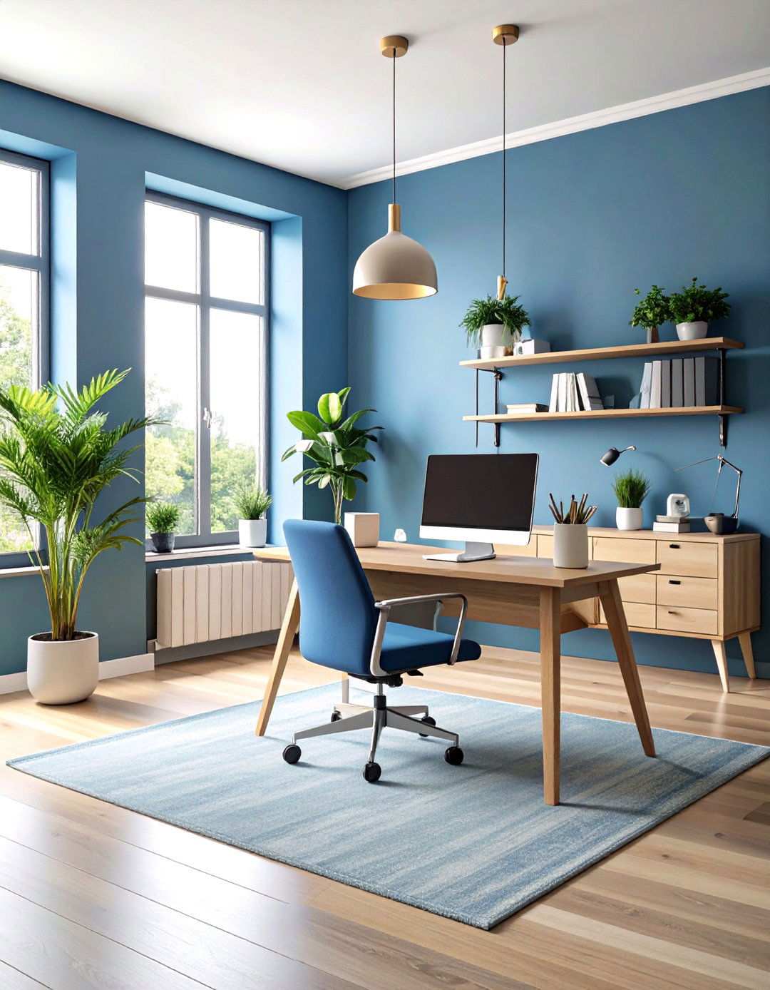 Dusty Blue Serene Professional - 24 Home Office Paint Colors