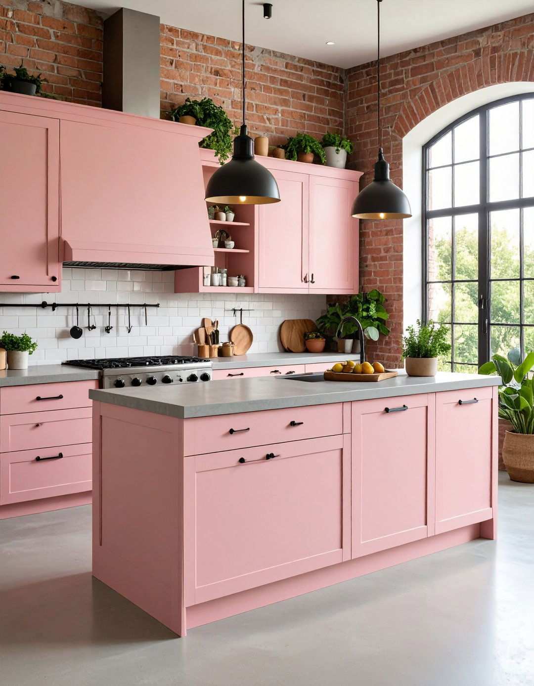 Dusty Pink Industrial Kitchen - 24 Pink Kitchen Ideas