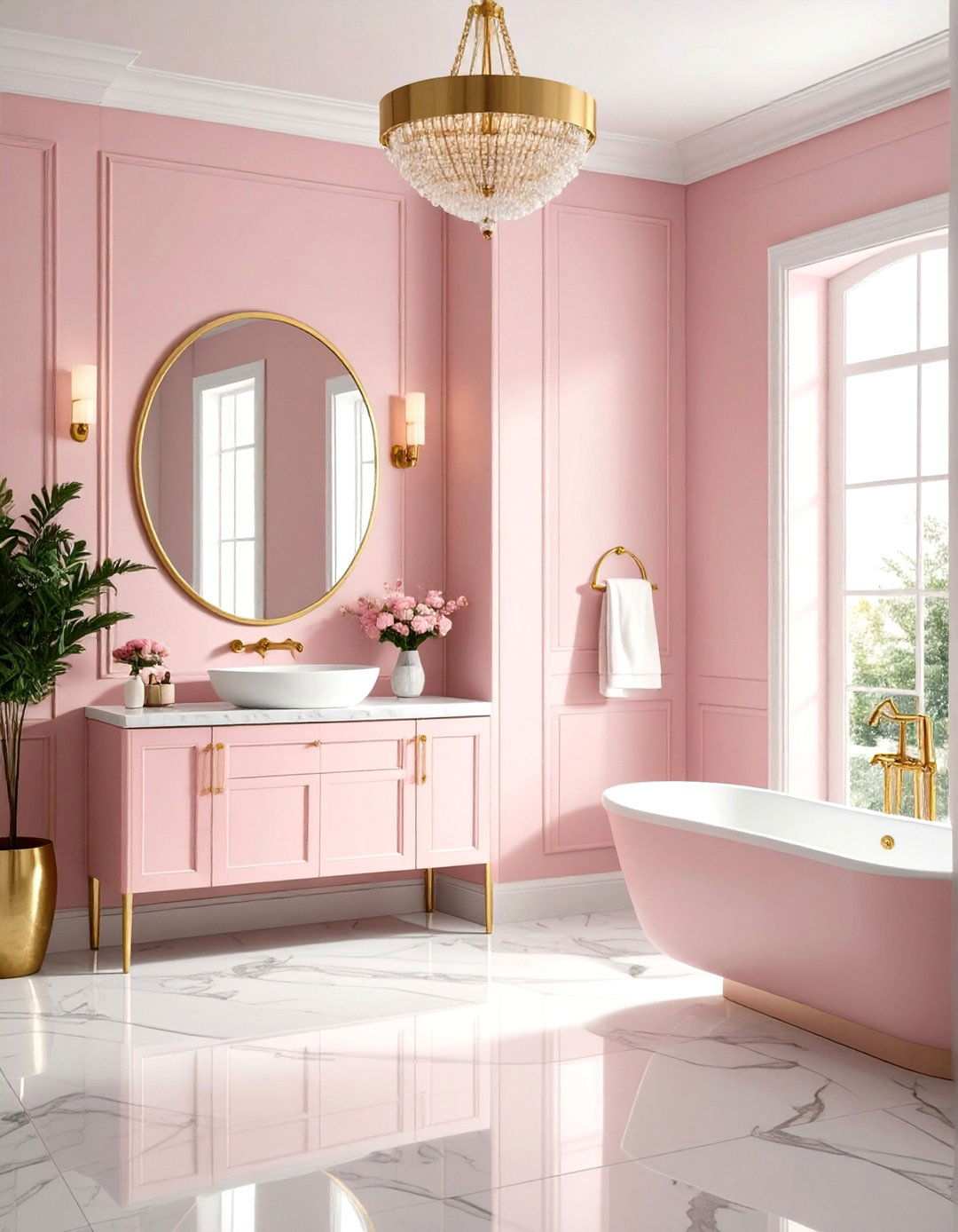 Dusty Pink Powder Room Drama - 24 Monochromatic Color Schemes for Rooms