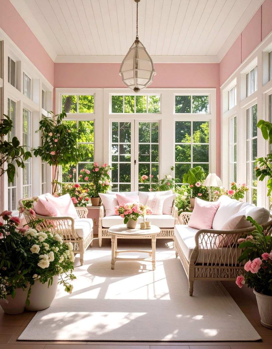 Dusty Pink Sunroom with Romantic Charm - 24 Sunroom Color Ideas